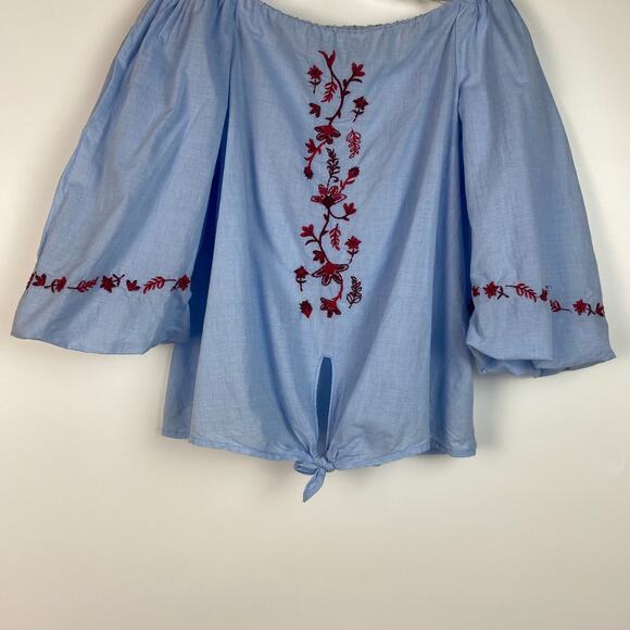 BEACHLUNCHLOUNGE OFF SHOULDER EMBROIDERED BLOUSE SIZE XS - Picture 5 of 11